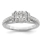 14k White Gold 3/4 Ct. Lab Grown Diamond VS/SI+ G+ Cluster Engagement Ring