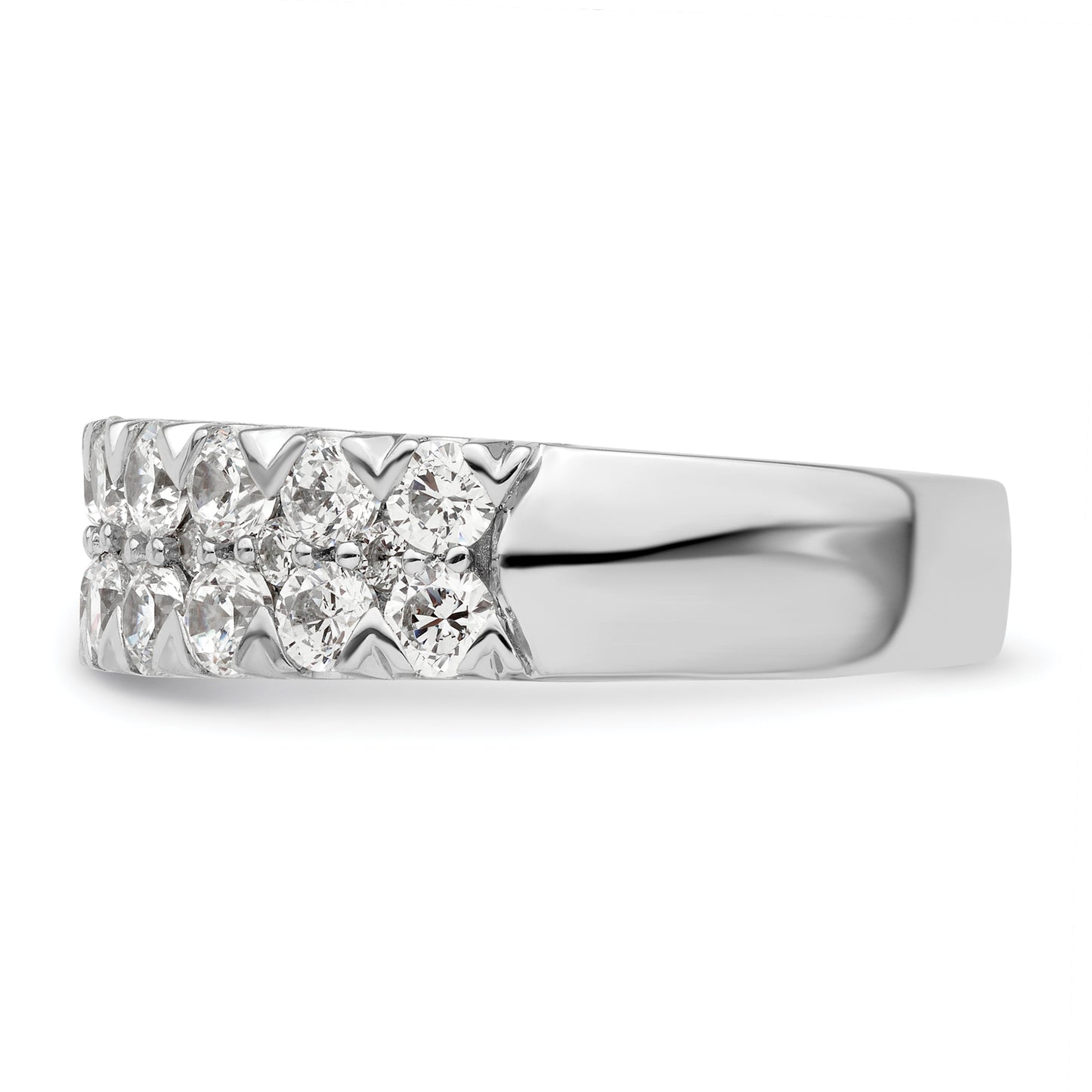 14k White Gold 1 1/2 Ct. Lab Grown Diamond VS/SI+ G+ Double Row Fashion Band Ring