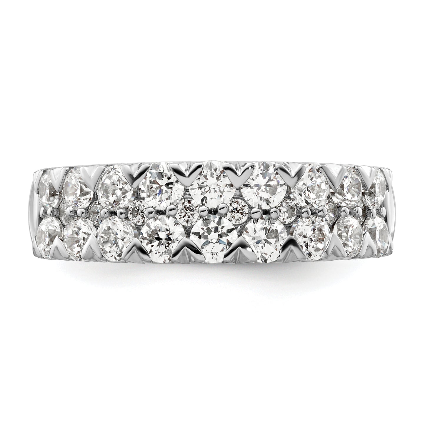 14k White Gold 1 1/2 Ct. Lab Grown Diamond VS/SI+ G+ Double Row Fashion Band Ring