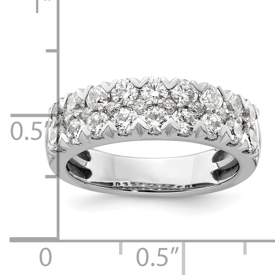 14k White Gold 1 1/2 Ct. Lab Grown Diamond VS/SI+ G+ Double Row Fashion Band Ring