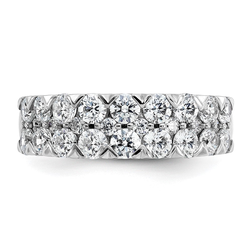 14k White Gold 2 Ct. Lab Grown Diamond VS/SI+ G+ Complete Double Row Fashion Band