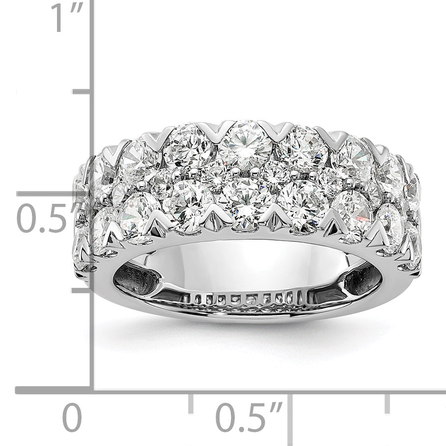 14k White Gold 3 Ct. Lab Grown Diamond VS/SI+ G+ Double Row Fashion Band Ring