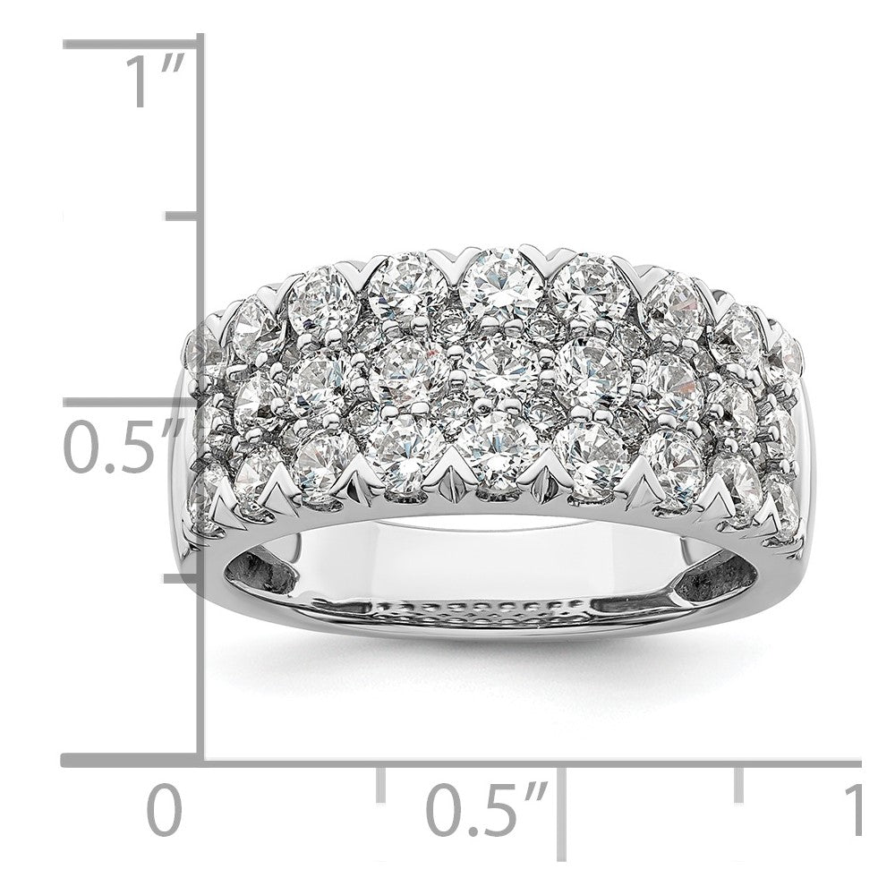 14k White Gold 2 Ct. Lab Grown Diamond VS/SI+ G+ Complete Triple Row Fashion Band