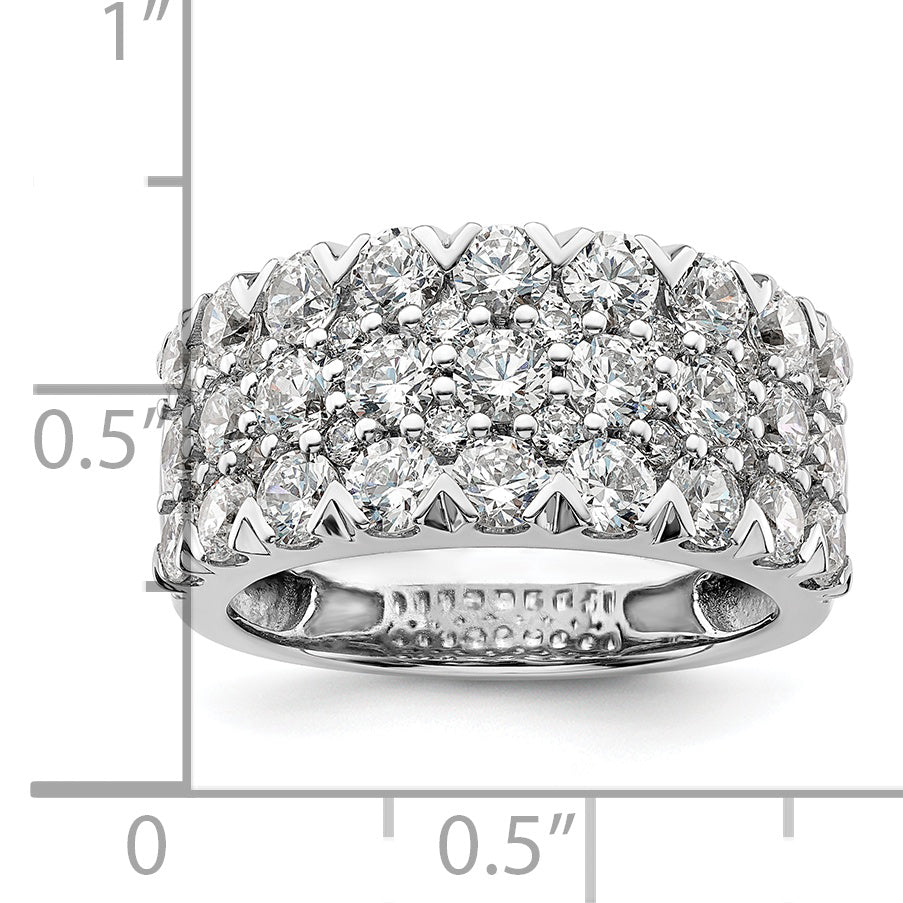 14k White Gold 3 Ct. Lab Grown Diamond VS/SI+ G+ Triple Row Fashion Band Ring