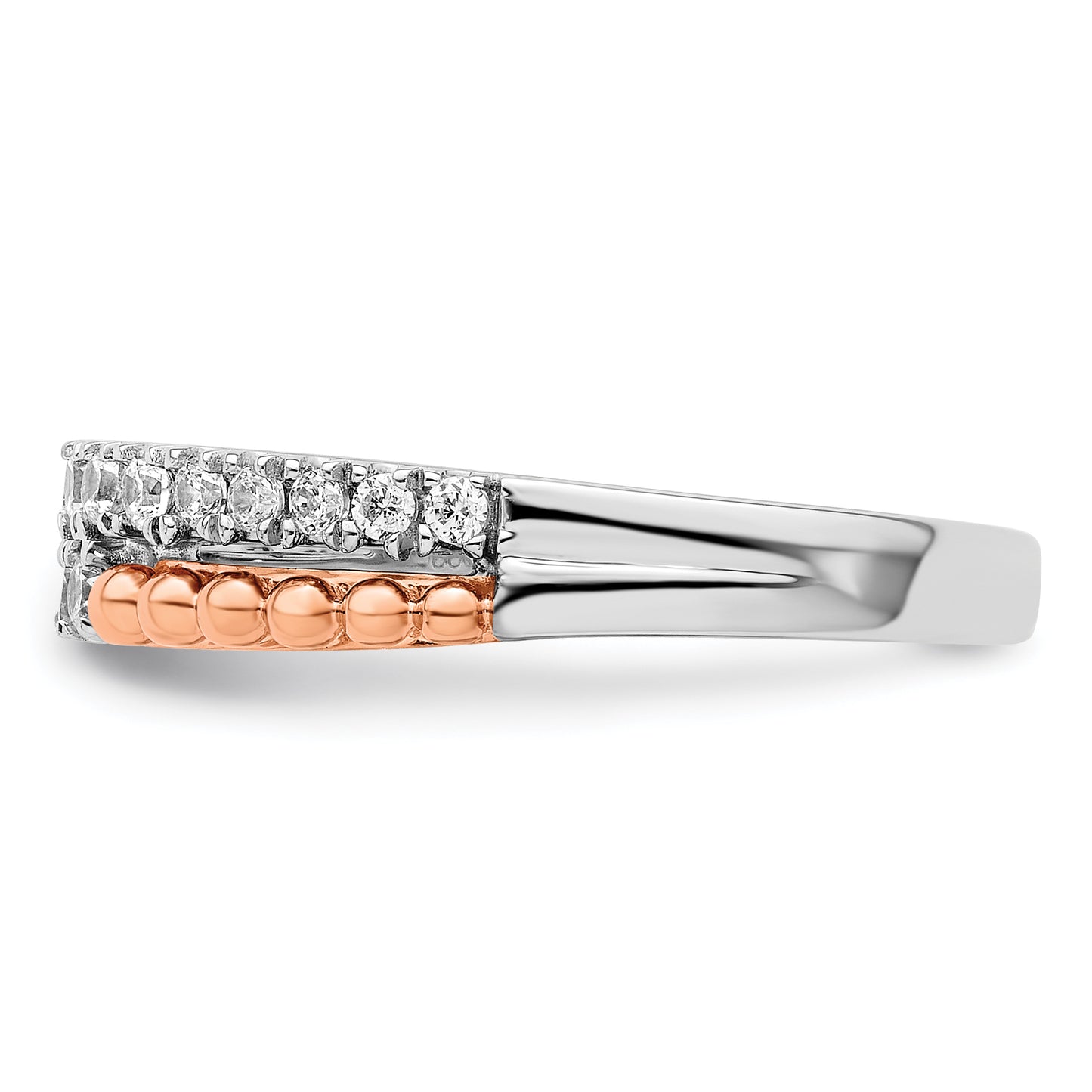 14k Two-tone Two Tone Rose and White Gold 1/3 Ct. Lab Grown Diamond VS/SI+ G+ Band Ring