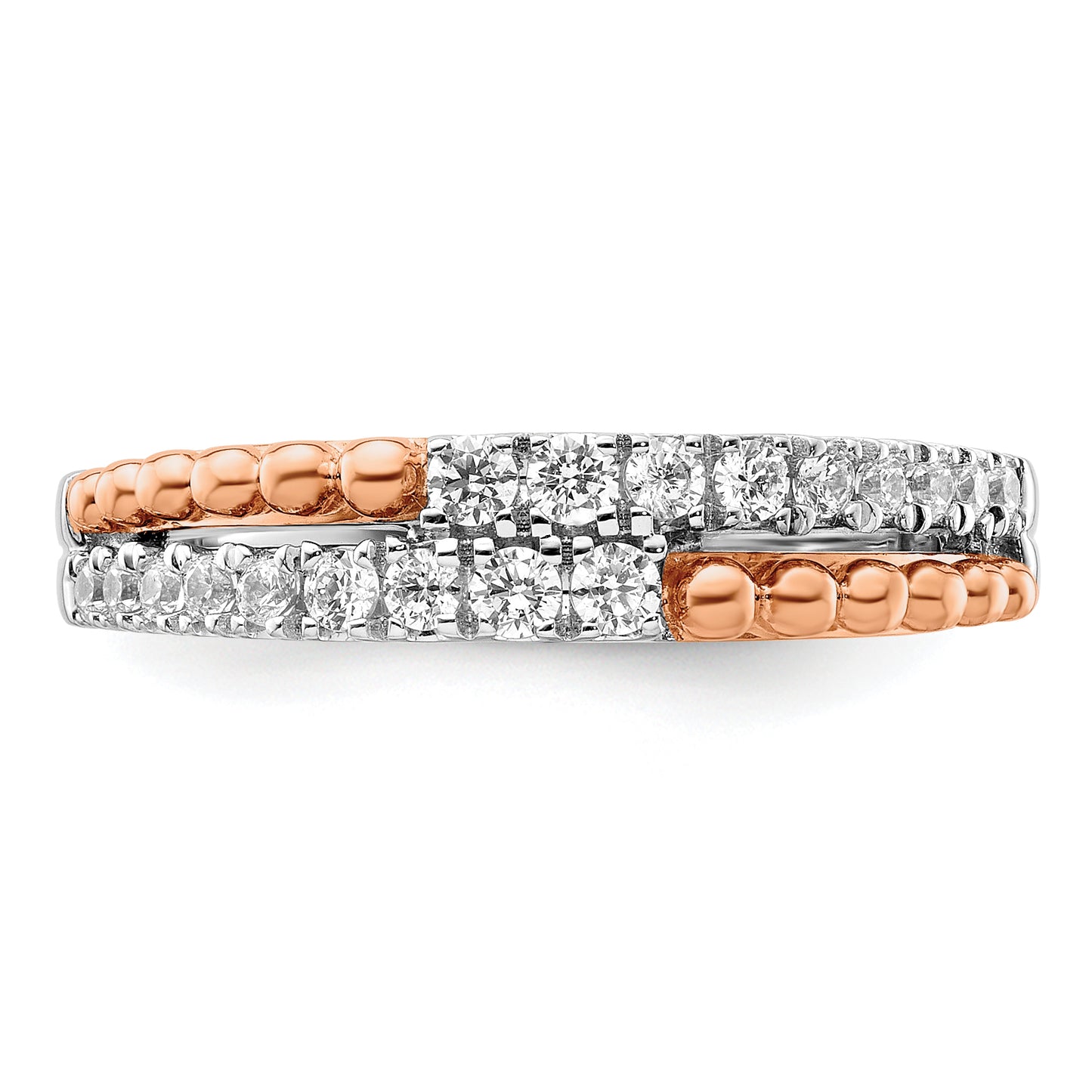 14k Two-tone Two Tone Rose and White Gold 1/3 Ct. Lab Grown Diamond VS/SI+ G+ Band Ring