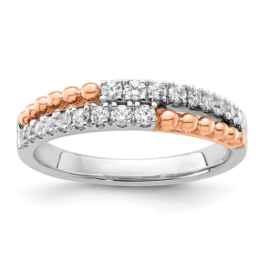 14k Two-tone Two Tone Rose and White Gold 1/3 Ct. Lab Grown Diamond VS/SI+ G+ Band Ring