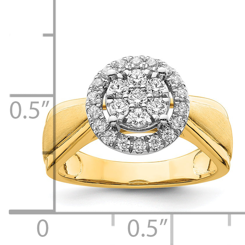 14k Two-tone Two Tone 1/2 Ct. Lab Grown Diamond VS/SI+ G+ Cluster Engagement Ring