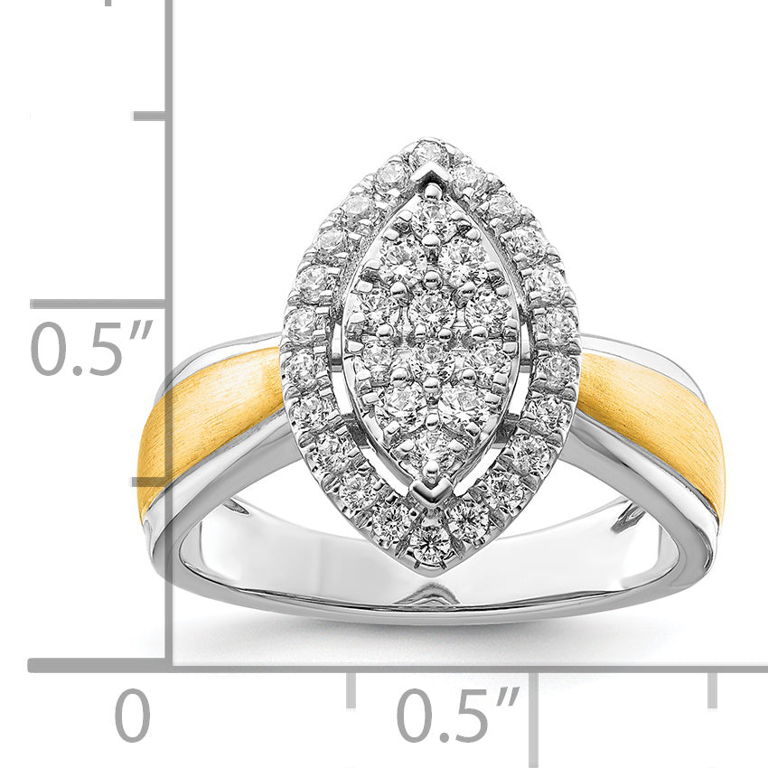 14k Two-tone Two Tone 1/2 Ct. Lab Grown Diamond VS/SI+ G+ Cluster Engagement Ring