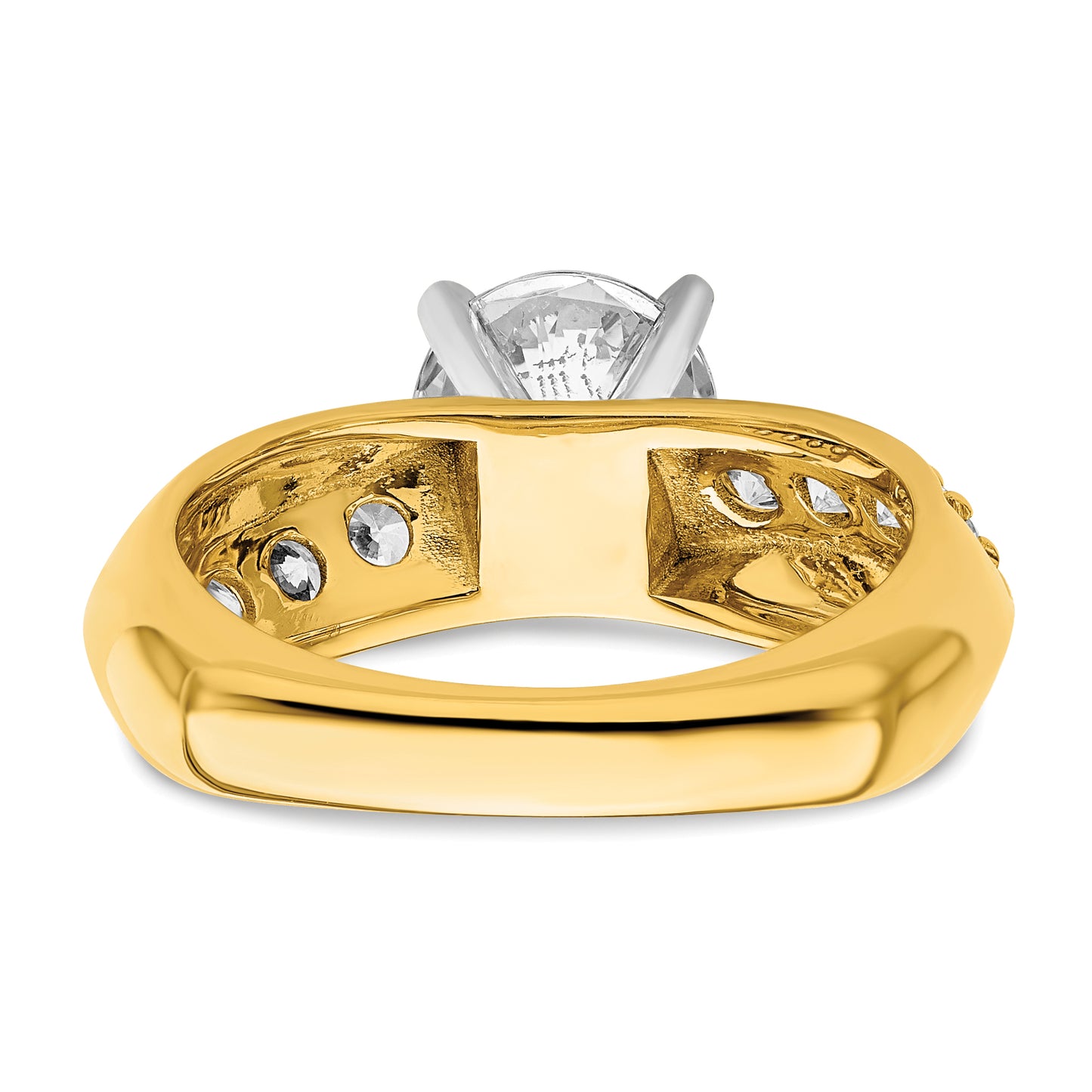 14k Yellow Gold White 1/2 Ct. Lab Grown Diamond VS/SI+ G+ 1 1/2 Ct. center Round Engagement Ring