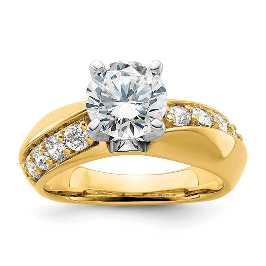 14k Yellow Gold White 1/2 Ct. Lab Grown Diamond VS/SI+ G+ 1 1/2 Ct. center Round Semi Mount Engagement Ring