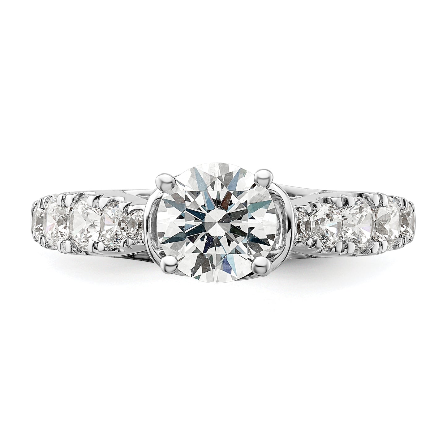 14k White Gold 3/4 Ct. Lab Grown Diamond VS/SI+ G+ 1 Ct. Center Round Shared Prong Engagement Ring