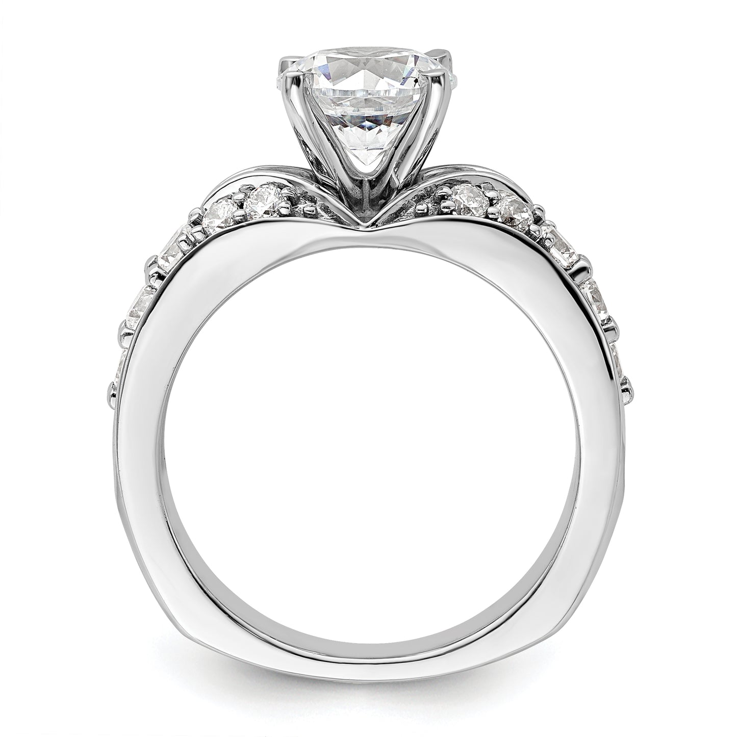 14k White Gold 5/8 Ct. Lab Grown Diamond VS/SI+ G+ 1 1/2 Ct. Center Round Shared Prong Engagement Ring