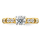 14k Yellow Gold Two Tone 5/8 Ct. Lab Grown Diamond VS/SI+ G+ 1 Ct. Center Round Semi Mount Shared Prong Engagement Ring