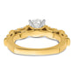 14k Yellow Gold Two Tone 5/8 Ct. Lab Grown Diamond VS/SI+ G+ 1 Ct. Center Round Semi Mount Shared Prong Engagement Ring