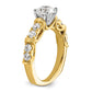 14k Yellow Gold Two Tone 5/8 Ct. Lab Grown Diamond VS/SI+ G+ 1 Ct. Center Round Semi Mount Shared Prong Engagement Ring