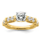 14k Yellow Gold Two Tone 5/8 Ct. Lab Grown Diamond VS/SI+ G+ 1 Ct. Center Round Semi Mount Shared Prong Engagement Ring