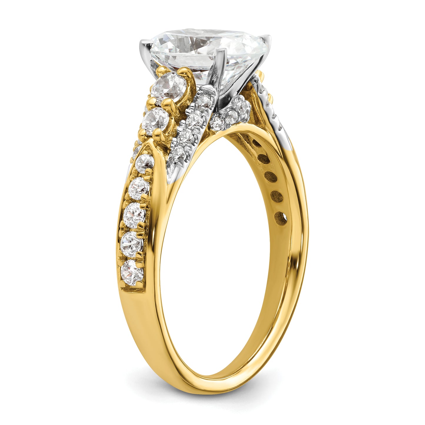 14k Yellow Gold 5/8 Ct. Lab Grown Diamond VS/SI+ G+ 1 Ct. Center Oval Engagement Ring