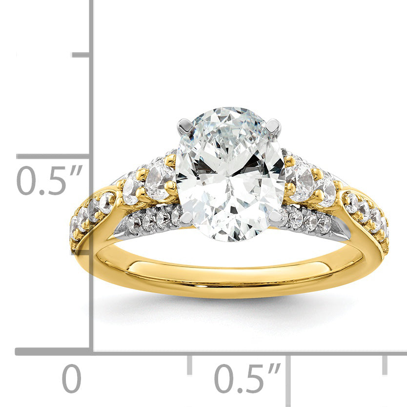 14k Yellow Gold 5/8 Ct. Lab Grown Diamond VS/SI+ G+ 1 Ct. Center Oval Engagement Ring