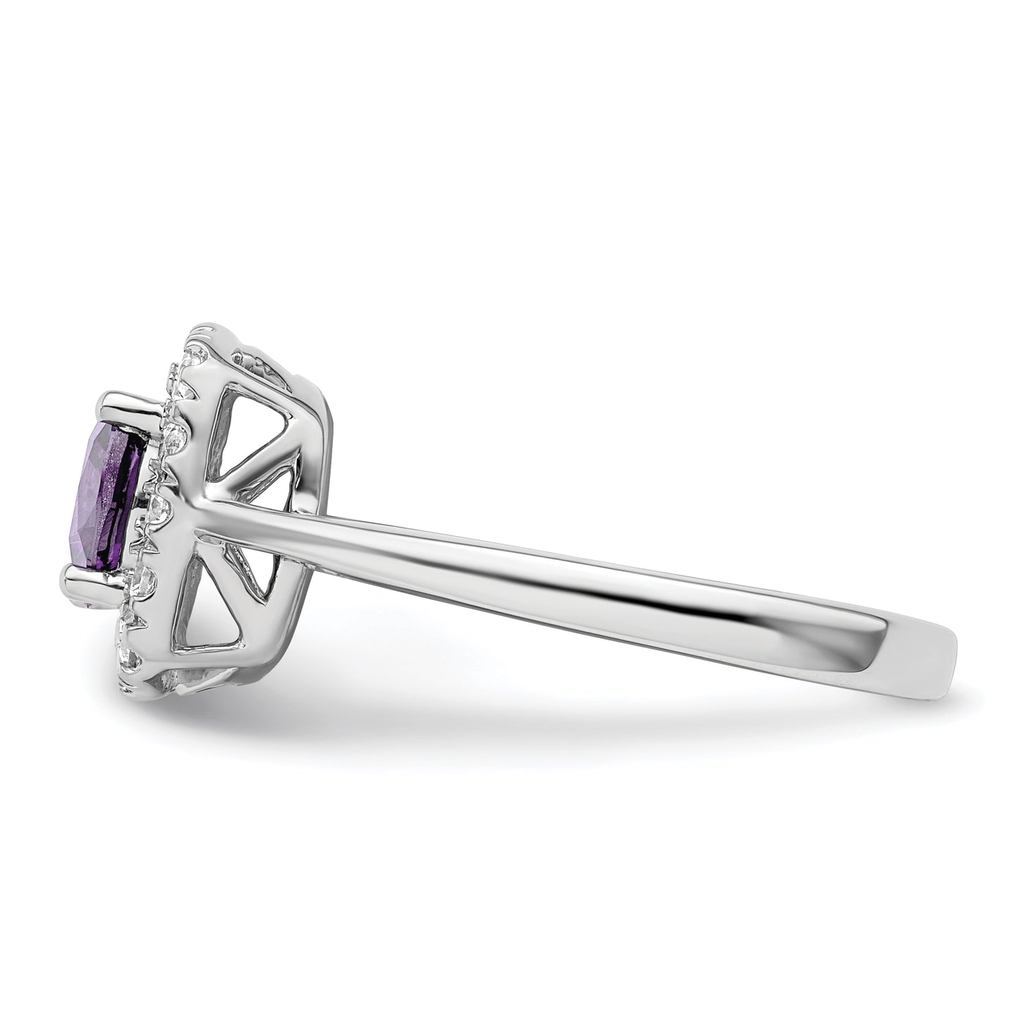 14k White Gold 1/4 Ct. Lab Grown Diamond VS/SI+ G+ February Birthstone Amethyst Halo Ring