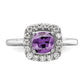 14k White Gold 1/4 Ct. Lab Grown Diamond VS/SI+ G+ February Birthstone Amethyst Halo Ring