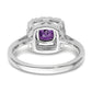 14k White Gold 1/4 Ct. Lab Grown Diamond VS/SI+ G+ February Birthstone Amethyst Halo Ring