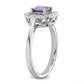 14k White Gold 1/4 Ct. Lab Grown Diamond VS/SI+ G+ February Birthstone Amethyst Halo Ring