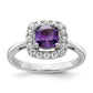 14k White Gold 1/4 Ct. Lab Grown Diamond VS/SI+ G+ February Birthstone Amethyst Halo Ring