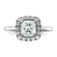 14k White Gold 1/4 Ct. Lab Grown Diamond VS/SI+ G+ March Birthstone Aquamarine Halo Ring