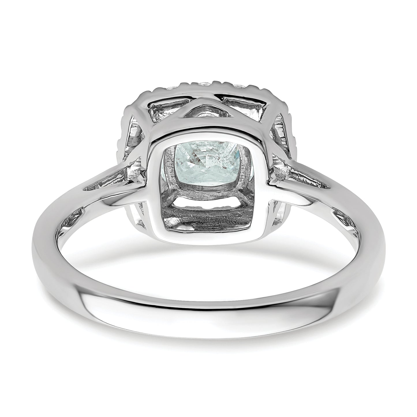 14k White Gold 1/4 Ct. Lab Grown Diamond VS/SI+ G+ March Birthstone Aquamarine Halo Ring