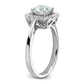 14k White Gold 1/4 Ct. Lab Grown Diamond VS/SI+ G+ March Birthstone Aquamarine Halo Ring