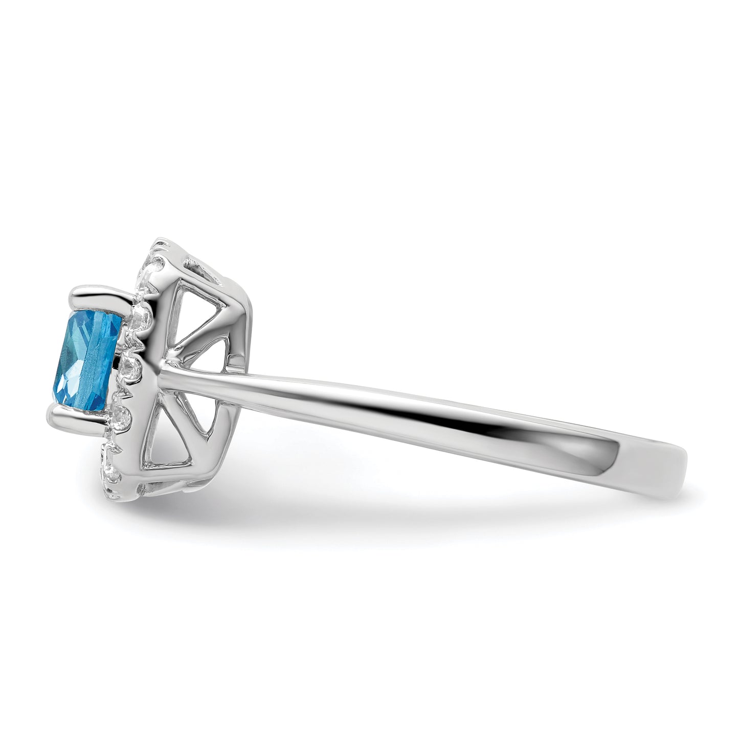 14k White Gold 1/4 Ct. Lab Grown Diamond VS/SI+ G+ December Birthstone Blue Topaz Halo Ring