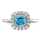 14k White Gold 1/4 Ct. Lab Grown Diamond VS/SI+ G+ December Birthstone Blue Topaz Halo Ring