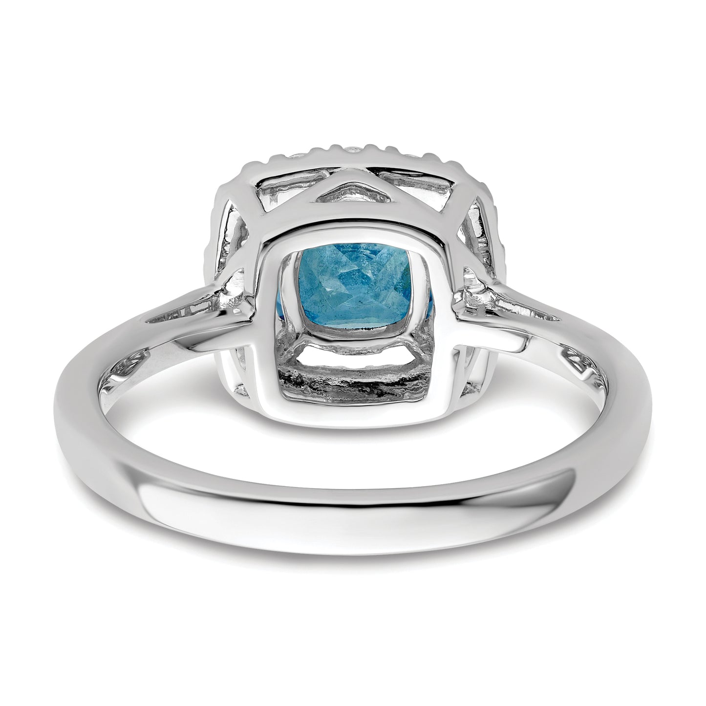 14k White Gold 1/4 Ct. Lab Grown Diamond VS/SI+ G+ December Birthstone Blue Topaz Halo Ring