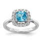 14k White Gold 1/4 Ct. Lab Grown Diamond VS/SI+ G+ December Birthstone Blue Topaz Halo Ring