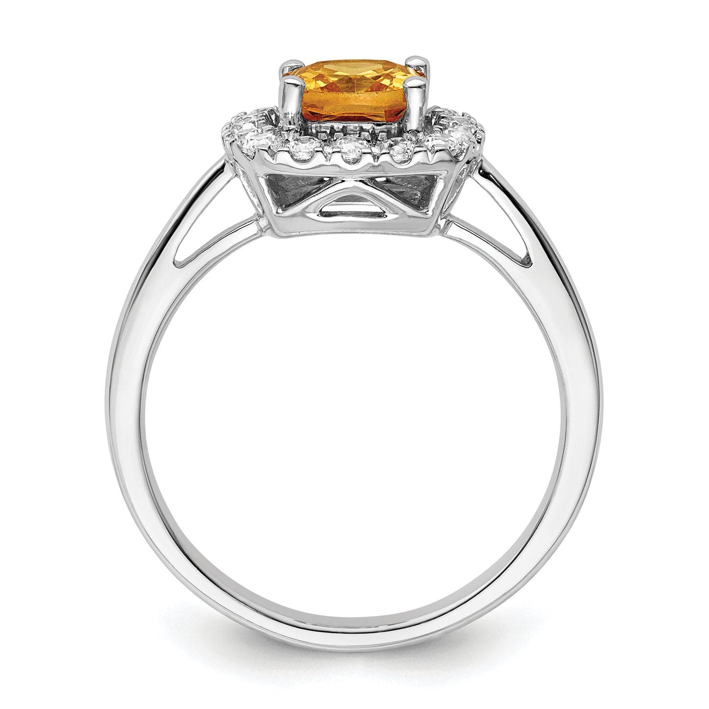 14k White Gold 1/4 Ct. Lab Grown Diamond VS/SI+ G+ November Birthstone Citrine Halo Ring