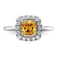 14k White Gold 1/4 Ct. Lab Grown Diamond VS/SI+ G+ November Birthstone Citrine Halo Ring