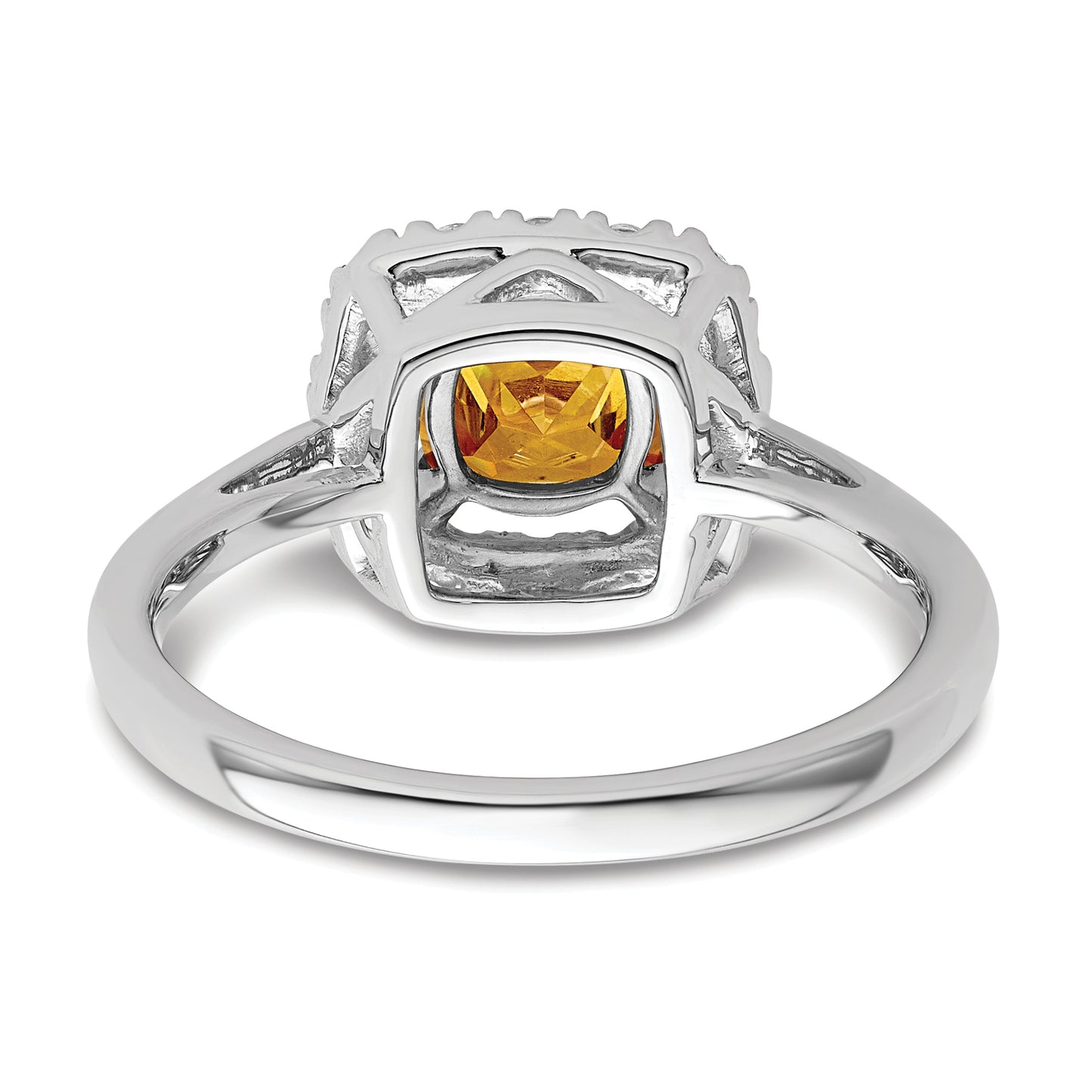 14k White Gold 1/4 Ct. Lab Grown Diamond VS/SI+ G+ November Birthstone Citrine Halo Ring