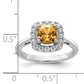 14k White Gold 1/4 Ct. Lab Grown Diamond VS/SI+ G+ November Birthstone Citrine Halo Ring