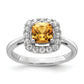 14k White Gold 1/4 Ct. Lab Grown Diamond VS/SI+ G+ November Birthstone Citrine Halo Ring