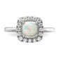 14k White Gold 1/4 Ct. Lab Grown Diamond VS/SI+ G+ October Birthstone Lab Created Opal Halo Ring