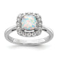 14k White Gold 1/4 Ct. Lab Grown Diamond VS/SI+ G+ October Birthstone Lab Created Opal Halo Ring