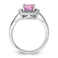 14k White Gold 1/4 Ct. Lab Grown Diamond VS/SI+ G+ October Birthstone Lab Created Pink Sapphire Halo Ring