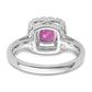 14k White Gold 1/4 Ct. Lab Grown Diamond VS/SI+ G+ October Birthstone Lab Created Pink Sapphire Halo Ring