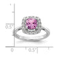 14k White Gold 1/4 Ct. Lab Grown Diamond VS/SI+ G+ October Birthstone Lab Created Pink Sapphire Halo Ring