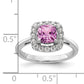 14k White Gold 1/4 Ct. Lab Grown Diamond VS/SI+ G+ October Birthstone Lab Created Pink Sapphire Halo Ring