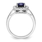 14k White Gold 1/4 Ct. Lab Grown Diamond VS/SI+ G+ September Birthstone Lab Created Blue Sapphire Halo Ring