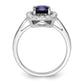 14k White Gold 1/4 Ct. Lab Grown Diamond VS/SI+ G+ September Birthstone Lab Created Blue Sapphire Halo Ring