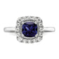 14k White Gold 1/4 Ct. Lab Grown Diamond VS/SI+ G+ September Birthstone Lab Created Blue Sapphire Halo Ring