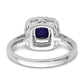 14k White Gold 1/4 Ct. Lab Grown Diamond VS/SI+ G+ September Birthstone Lab Created Blue Sapphire Halo Ring